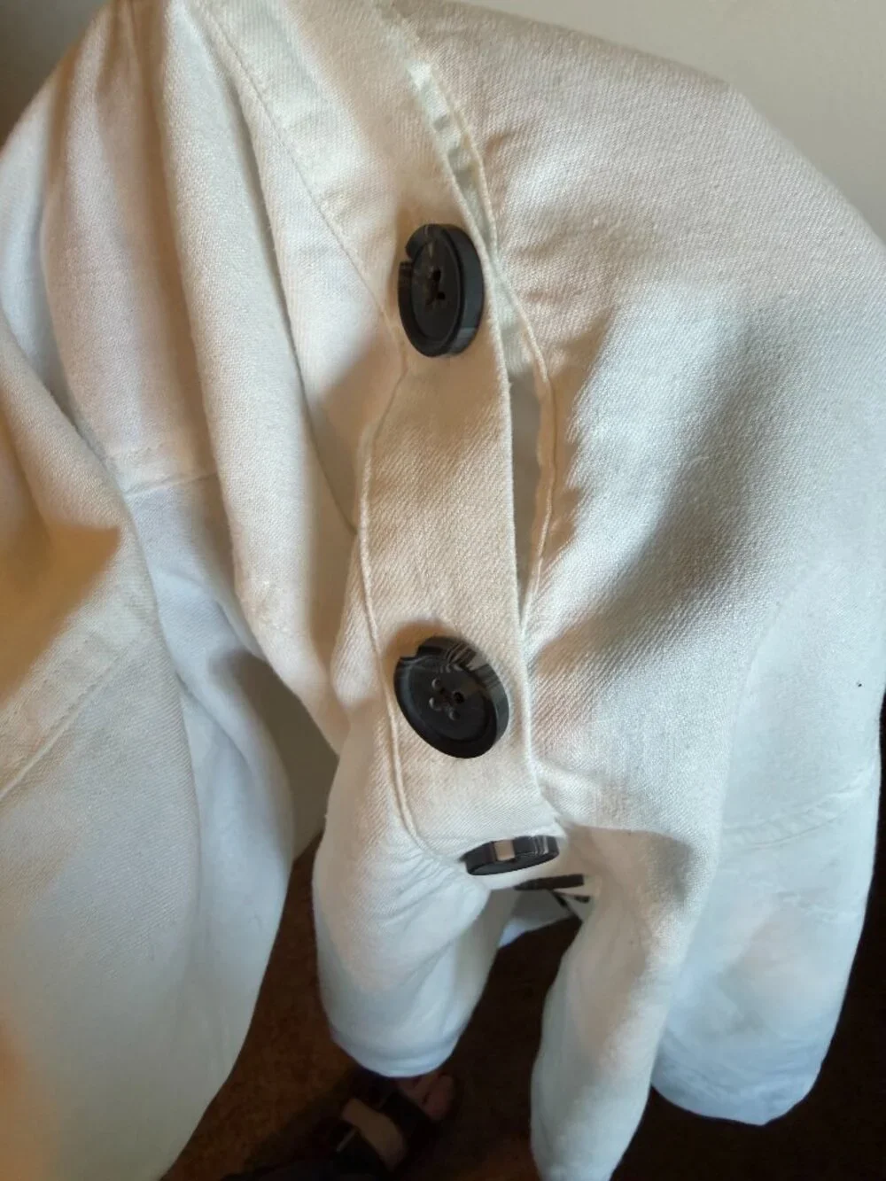 Madewell White Linen Blend Button-Front Mini Dress with Pockets - Size 6 - Picture 8 of 11